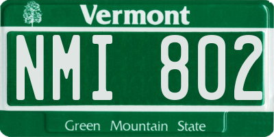 VT license plate NMI802