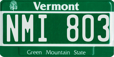 VT license plate NMI803
