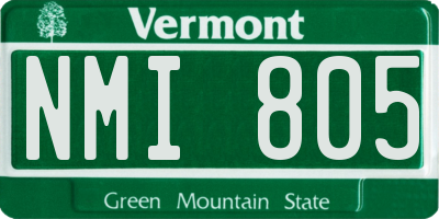 VT license plate NMI805
