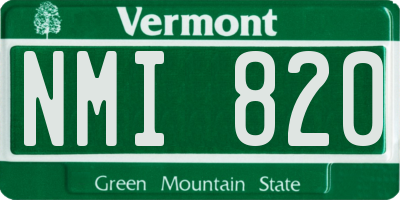 VT license plate NMI820