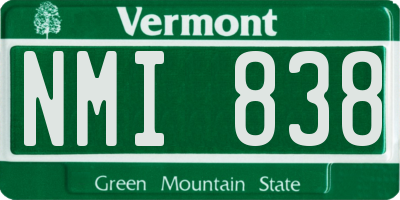 VT license plate NMI838