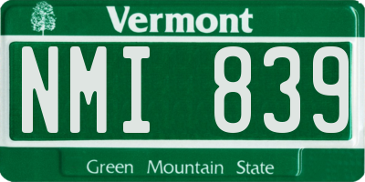 VT license plate NMI839