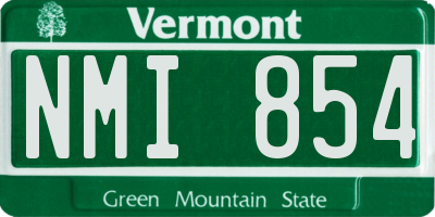 VT license plate NMI854