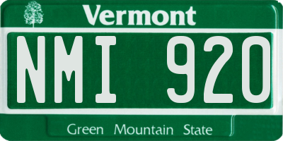 VT license plate NMI920