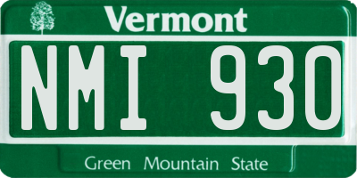VT license plate NMI930