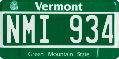 VT license plate NMI934