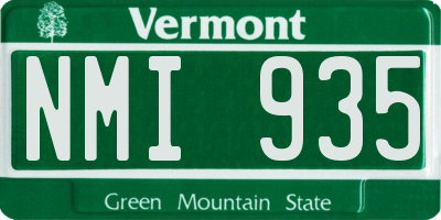 VT license plate NMI935
