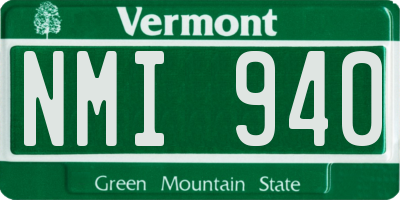 VT license plate NMI940