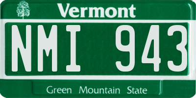 VT license plate NMI943