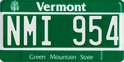 VT license plate NMI954
