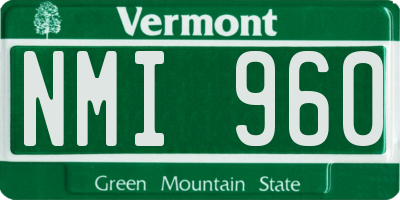 VT license plate NMI960