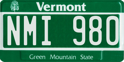 VT license plate NMI980