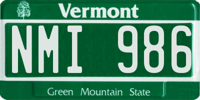 VT license plate NMI986