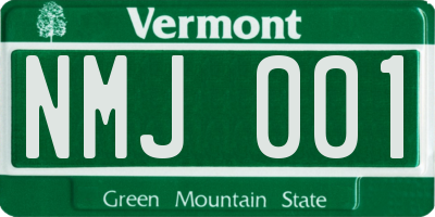VT license plate NMJ001