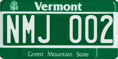 VT license plate NMJ002