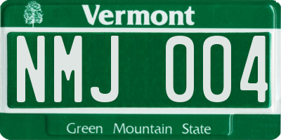 VT license plate NMJ004