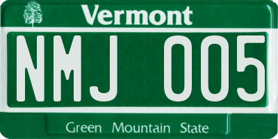 VT license plate NMJ005