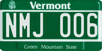 VT license plate NMJ006