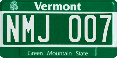 VT license plate NMJ007
