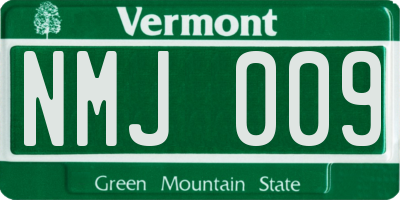 VT license plate NMJ009