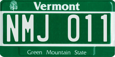 VT license plate NMJ011