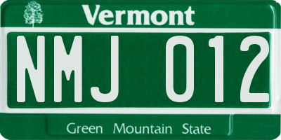 VT license plate NMJ012