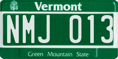 VT license plate NMJ013