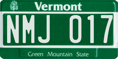VT license plate NMJ017