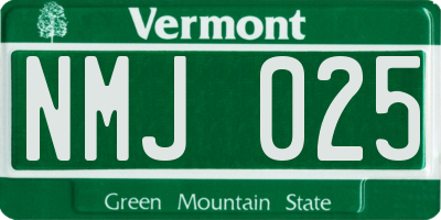 VT license plate NMJ025