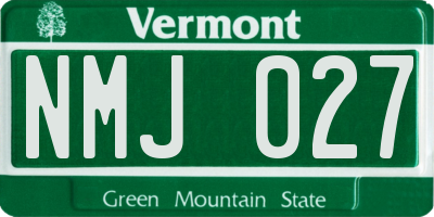 VT license plate NMJ027