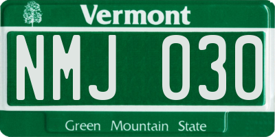 VT license plate NMJ030