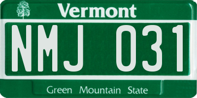 VT license plate NMJ031