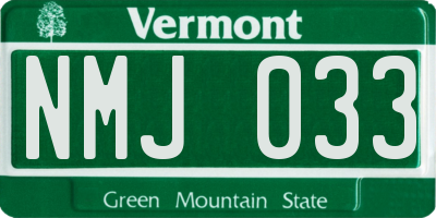 VT license plate NMJ033