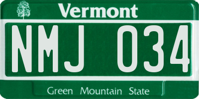 VT license plate NMJ034