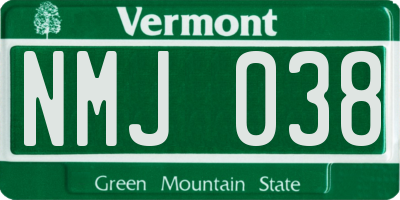 VT license plate NMJ038