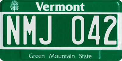 VT license plate NMJ042
