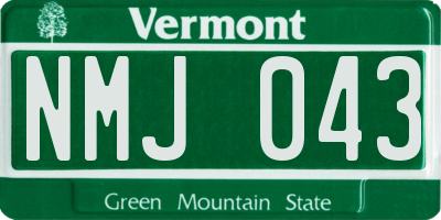 VT license plate NMJ043