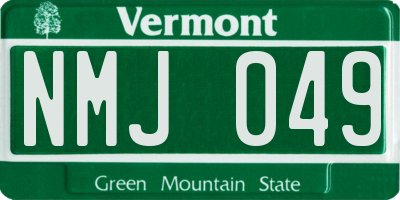 VT license plate NMJ049