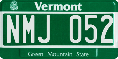 VT license plate NMJ052