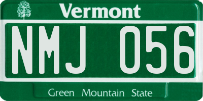VT license plate NMJ056