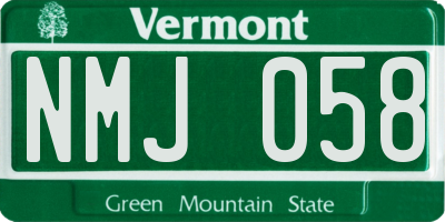 VT license plate NMJ058