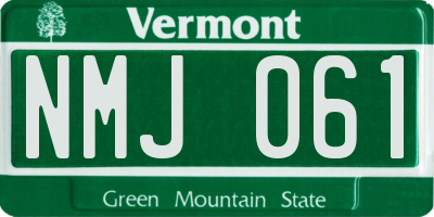 VT license plate NMJ061