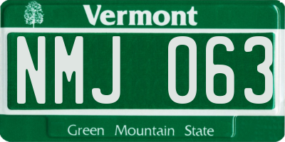 VT license plate NMJ063