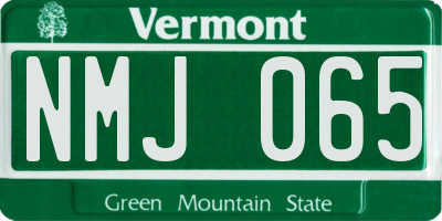 VT license plate NMJ065
