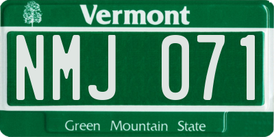 VT license plate NMJ071