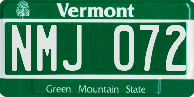 VT license plate NMJ072