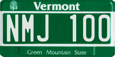 VT license plate NMJ100
