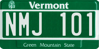 VT license plate NMJ101