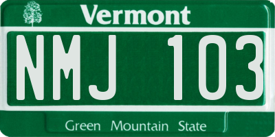 VT license plate NMJ103