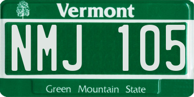 VT license plate NMJ105